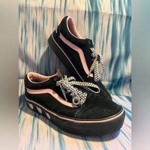 Pink black Vans Lazy Oaf Heart Cute Sneakers